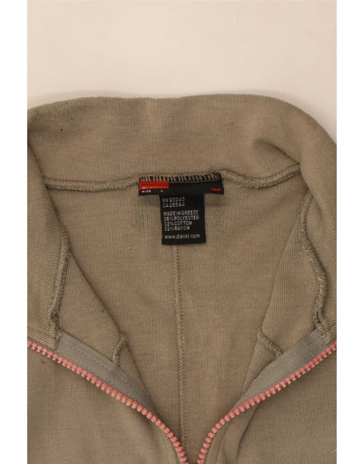 Diesel Veste de survêtement graphique pour femme UK 14 Large Gris Polyester