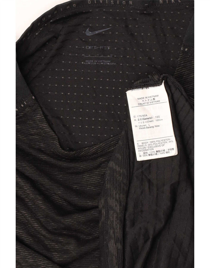Nike Womens Dri Fit Abstract Pattern T-Shirt Top UK 14 Grand Noir