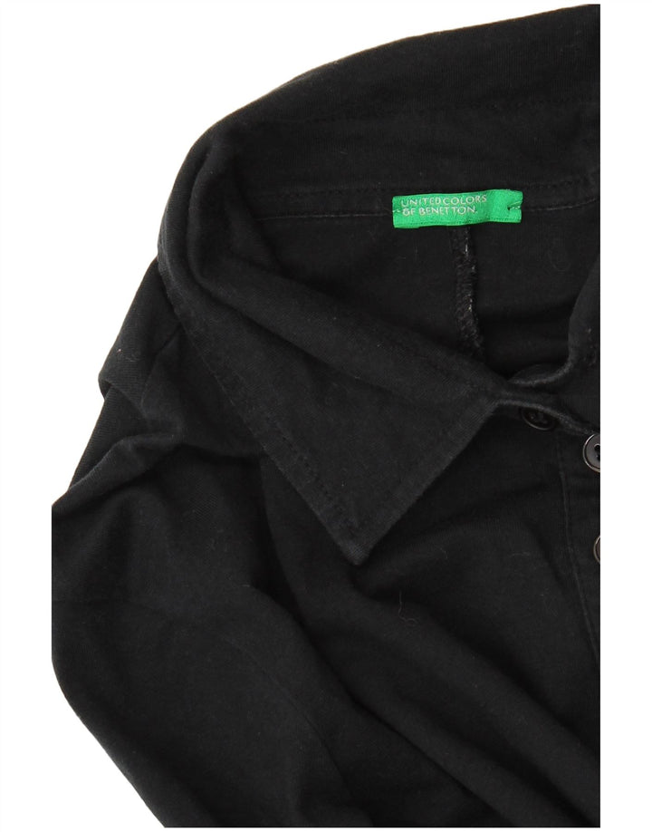 BENETTON Polo à manches longues pour femme UK 10 Small Noir