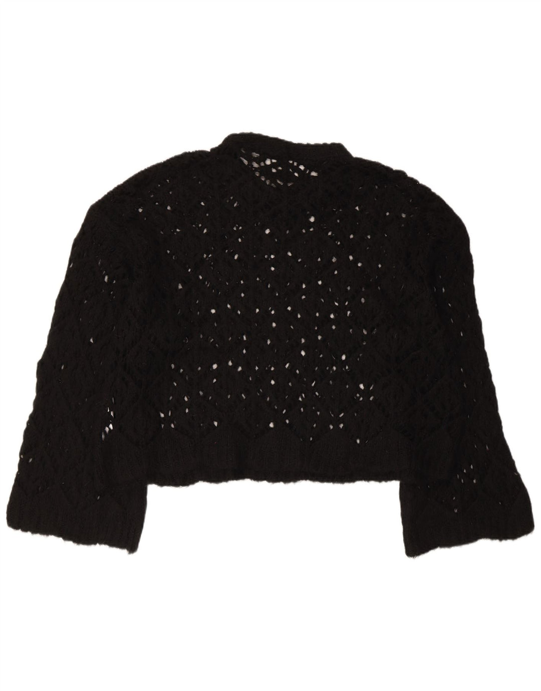 ZARA Pull court surdimensionné à col bateau pour femme UK 16 Large Noir