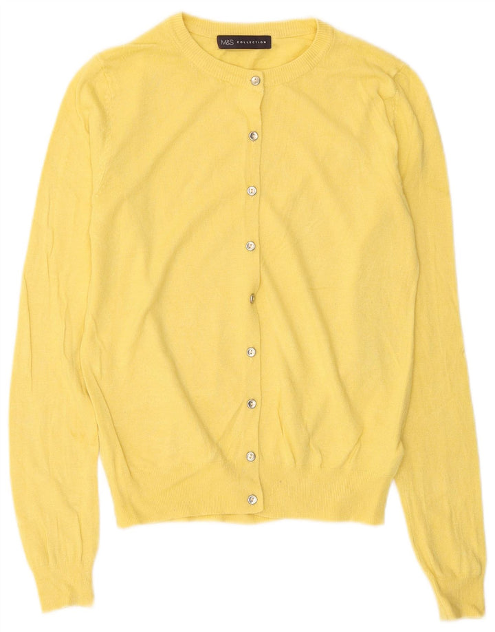 Marks & Spencer Pull Cardigan Femme UK 8 Petit Viscose Jaune