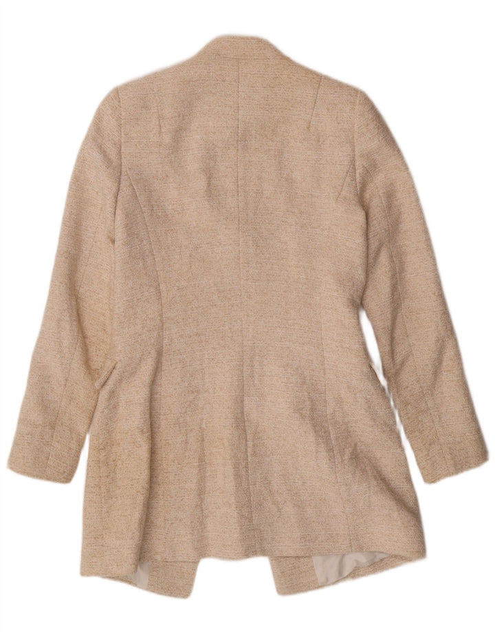 ZARA Veste blazer ouverte pour femme UK 12 Medium Off White Cotton