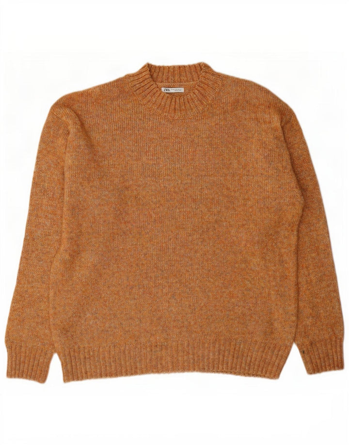 Zara Pull ras du cou pour homme XL Marron moucheté