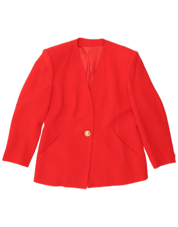 Marina Rinaldi Veste blazer surdimensionnée à 1 bouton pour femme Taille 19 Petit Rouge