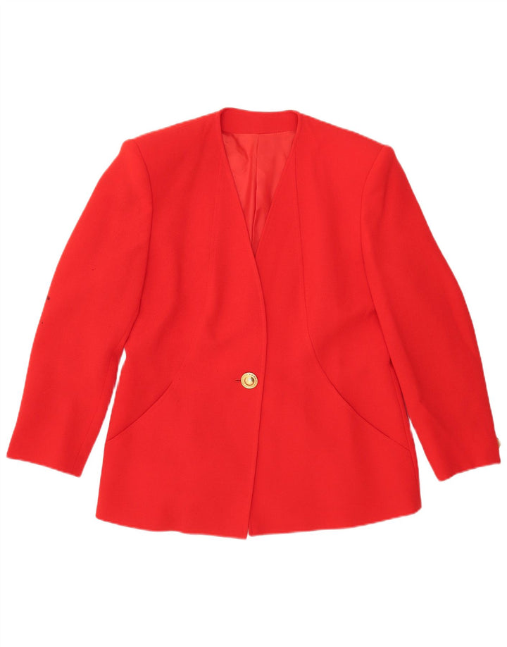 Marina Rinaldi Veste blazer surdimensionnée à 1 bouton pour femme Taille 19 Petit Rouge