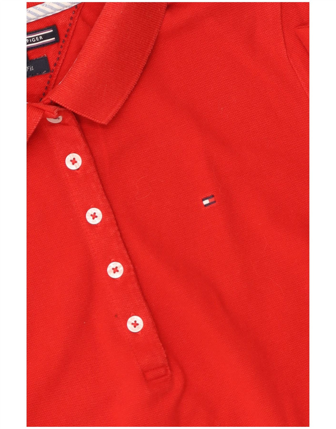 TOMMY HILFIGER Polo Slim Fit pour Femme UK 12 Rouge Moyen
