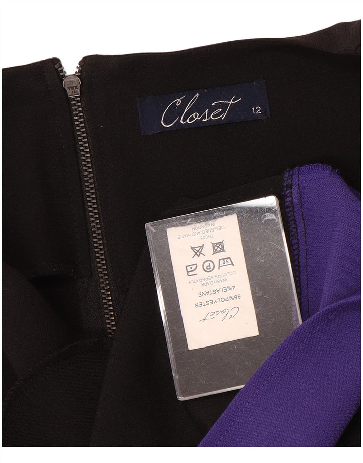 CLOSET Robe trapèze sans manches pour femme UK 42 Noir moyen colour block