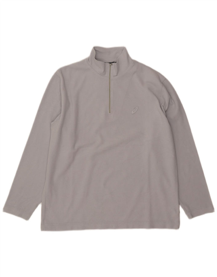 Asics Pull polaire à col zippé pour homme Large Gris Polyester