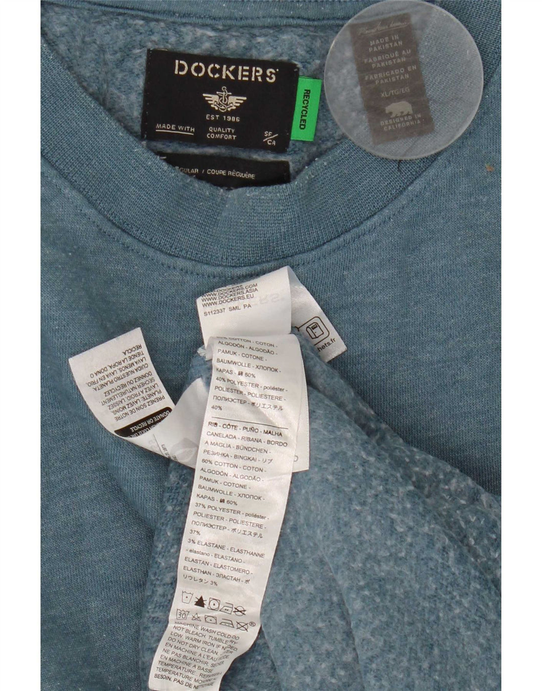 Dockers Sweatshirt Jumper XL Bleu Coton Homme