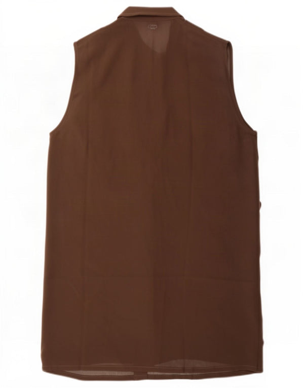 Colmar Chemisier transparent sans manches pour femme UK 16 Large Marron