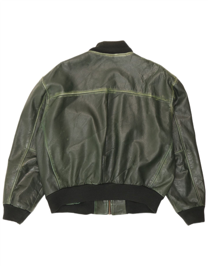Conbipel Veste en Cuir Bomber Homme UK 40 Grand Cuir Vert