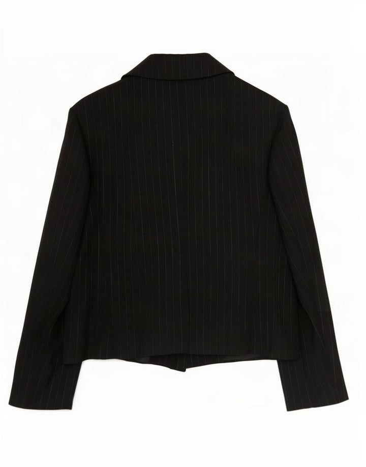 Marks & Spencer Veste blazer à 1 bouton pour femme UK 12 Medium Noir Rayé