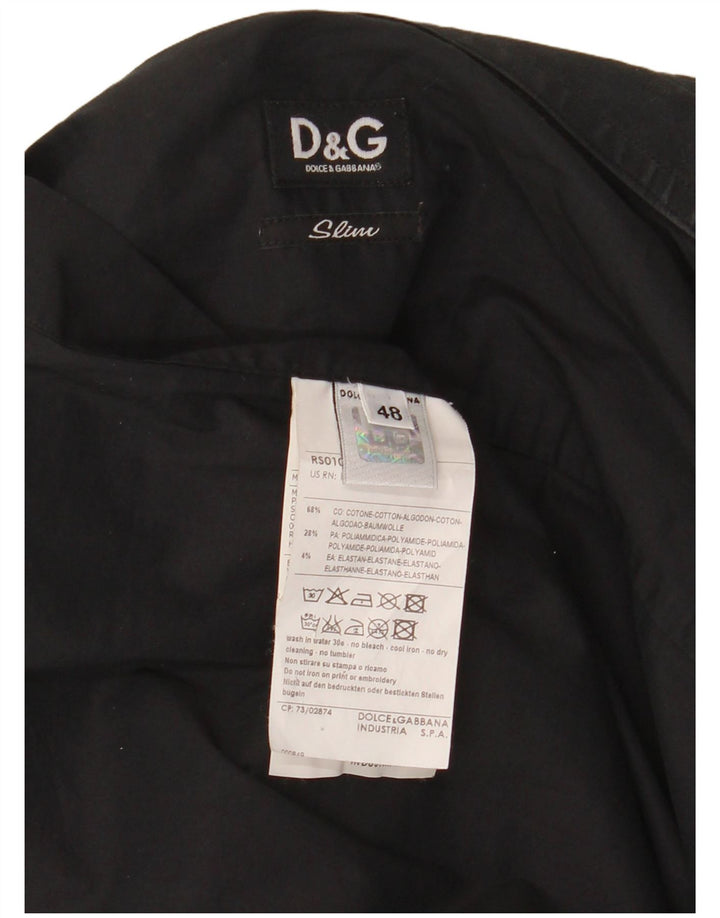 Dolce & Gabbana Chemise Slim IT 48 Coton Noir Moyen Homme