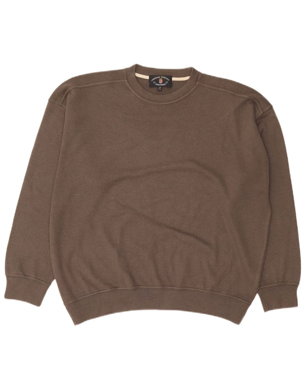 Amerigo Vespucci Pull col rond pour homme en laine marron 2XL