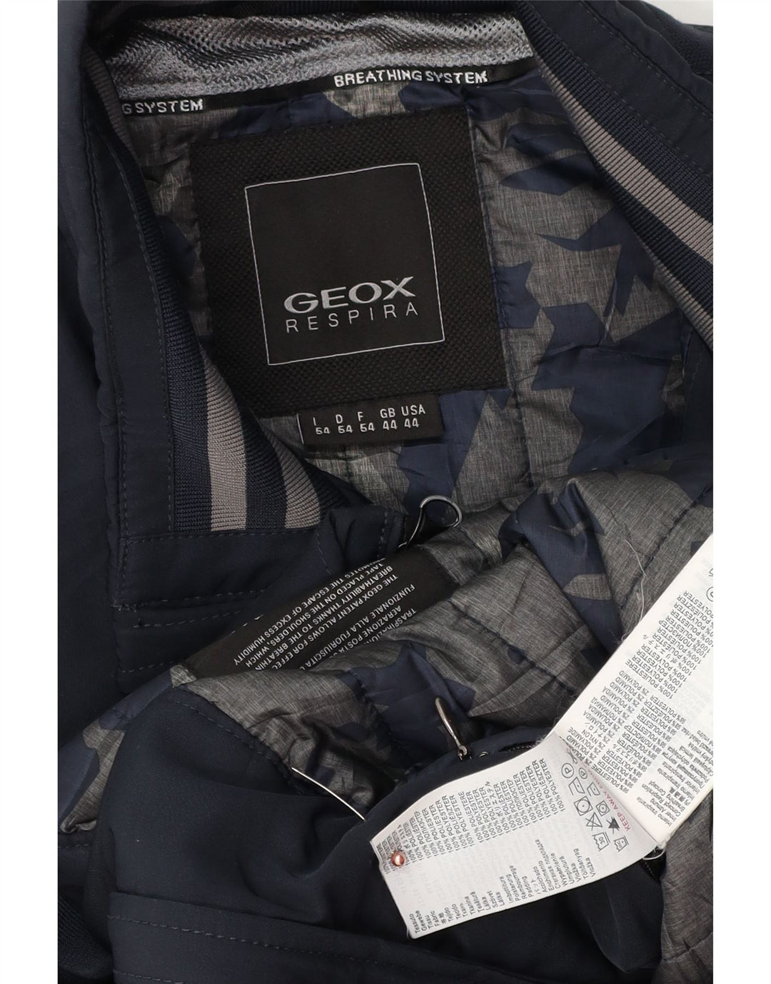 Geox Veste Bomber Homme UK 44 2XL Bleu Marine Polyester