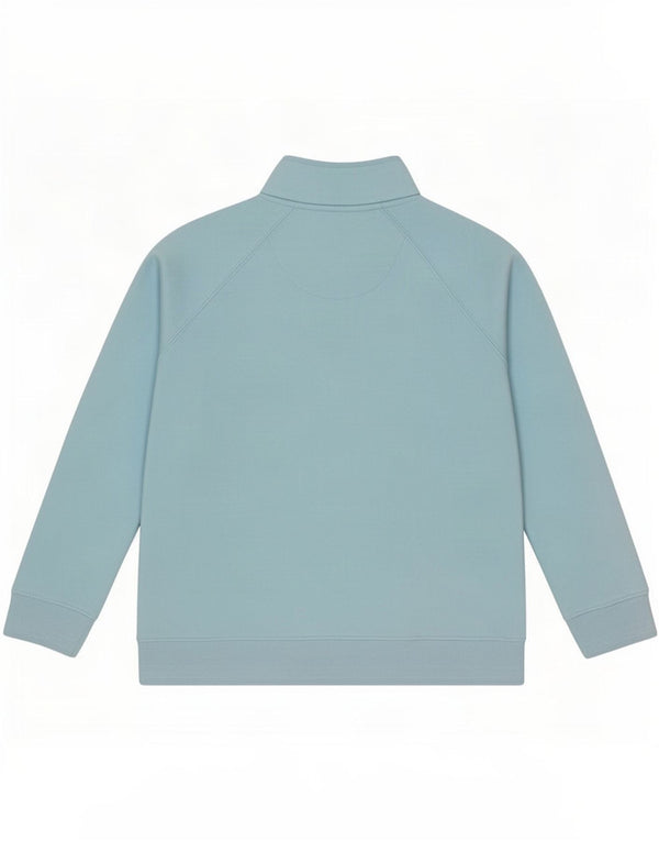 Crew Clothing Sweat-shirt à col zippé pour femme UK 16 Large Bleu Coton
