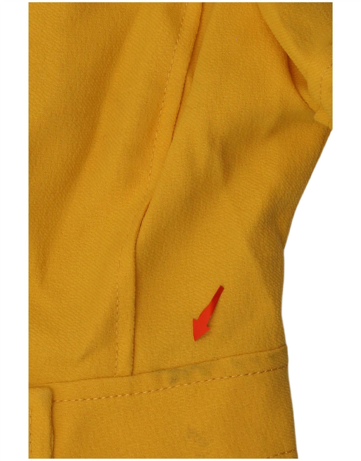 VINTAGE Femme Manches Courtes 4 Bouton Blazer Veste UK 14 Jaune Moyen