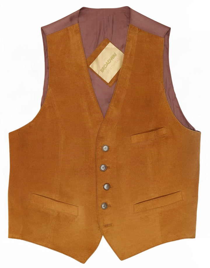 Broadway Gilet en Daim pour Homme IT 52 Grand Cuir Beige