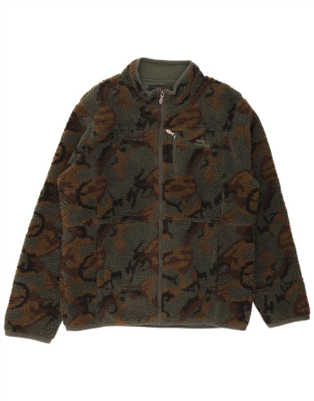 Weird Fish Veste polaire pour homme UK 40 Large Kaki Camouflage Polyester