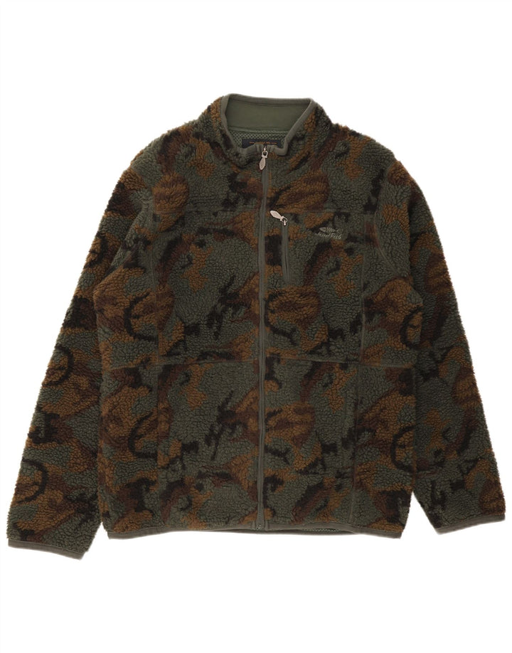 Weird Fish Veste polaire pour homme UK 40 Large Kaki Camouflage Polyester