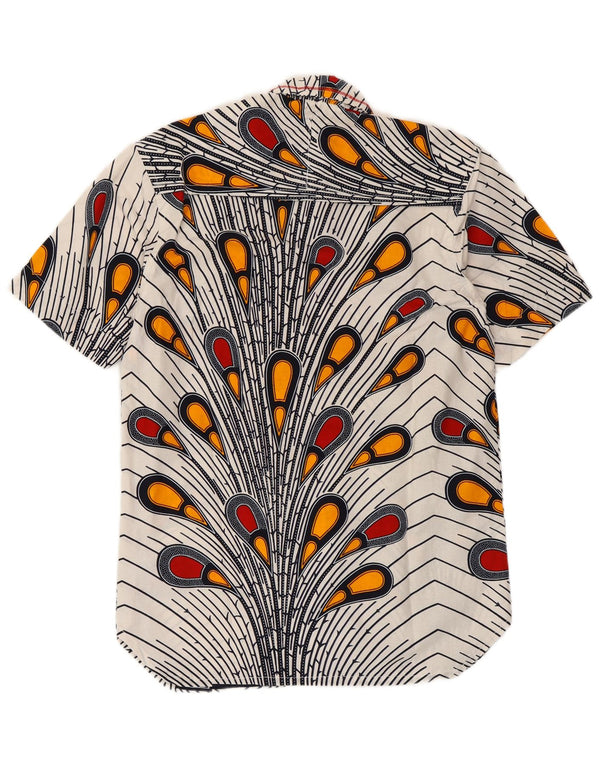 Chemise à manches courtes à motif abstrait vintage pour hommes blanc moyen