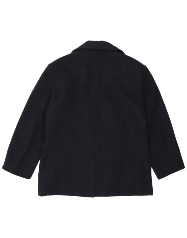 vintage Mens Pea Coat UK 42 XL Laine Bleu Marine