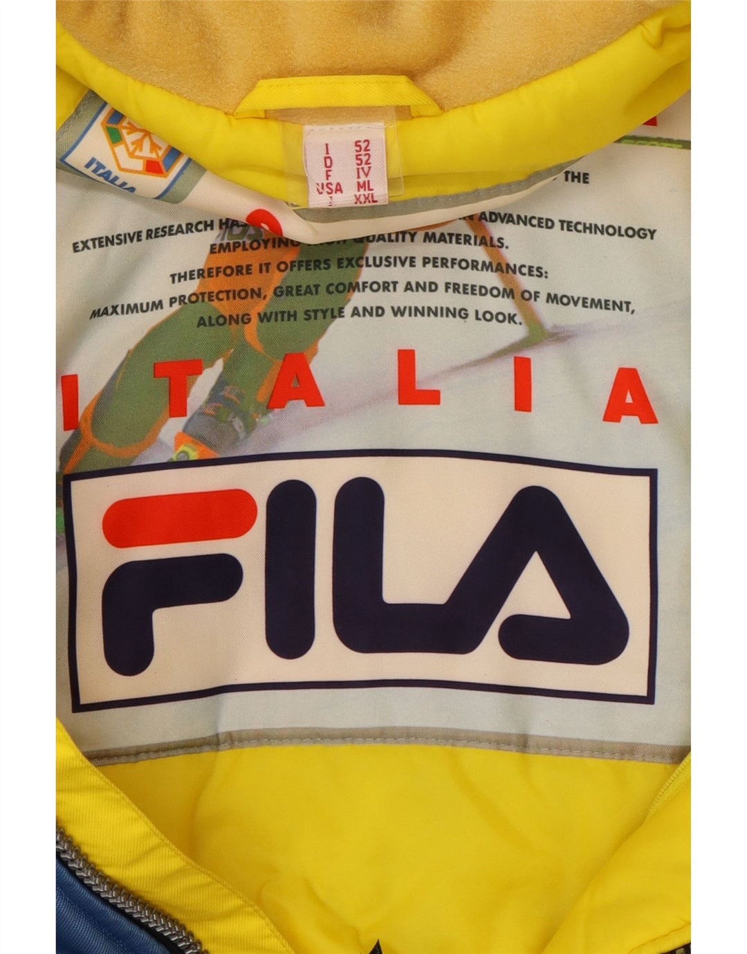 Fila Veste de Ski à Capuche Italia Homme IT 52 XL Bleu Colorblock Polyamide