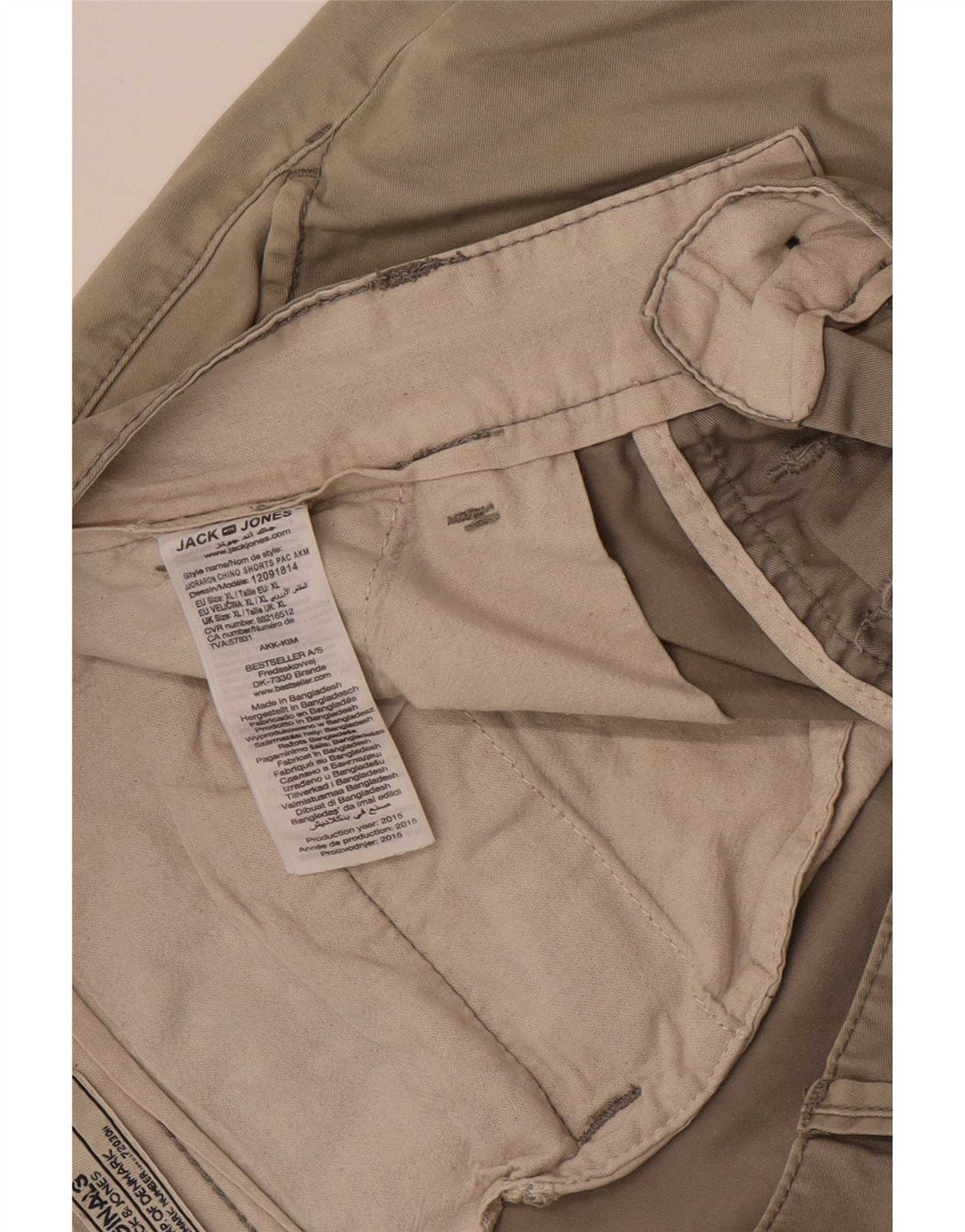 Jack & Jones Short Chino Coupe Regular Homme Large W36 Gris Coton