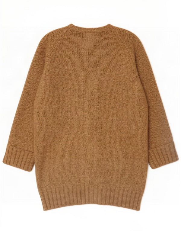Zara Femme Cardigan Ouvert à Manches 3/4 Pull UK 10 Petit Acrylique Beige