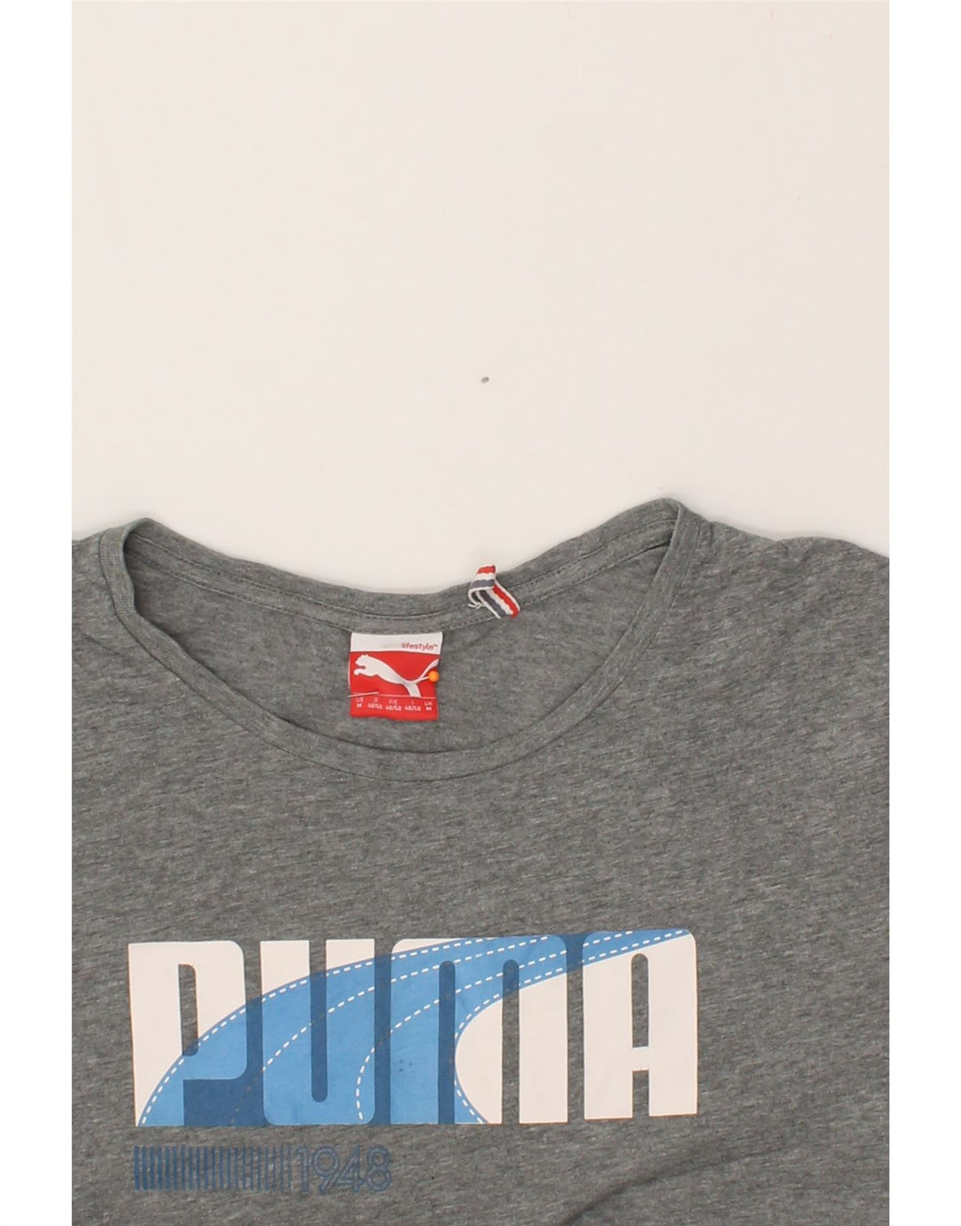 PUMA Mens Graphic T-Shirt Top Medium Grey Cotton Vintage Puma and Second-Hand Puma from Messina Hembry 