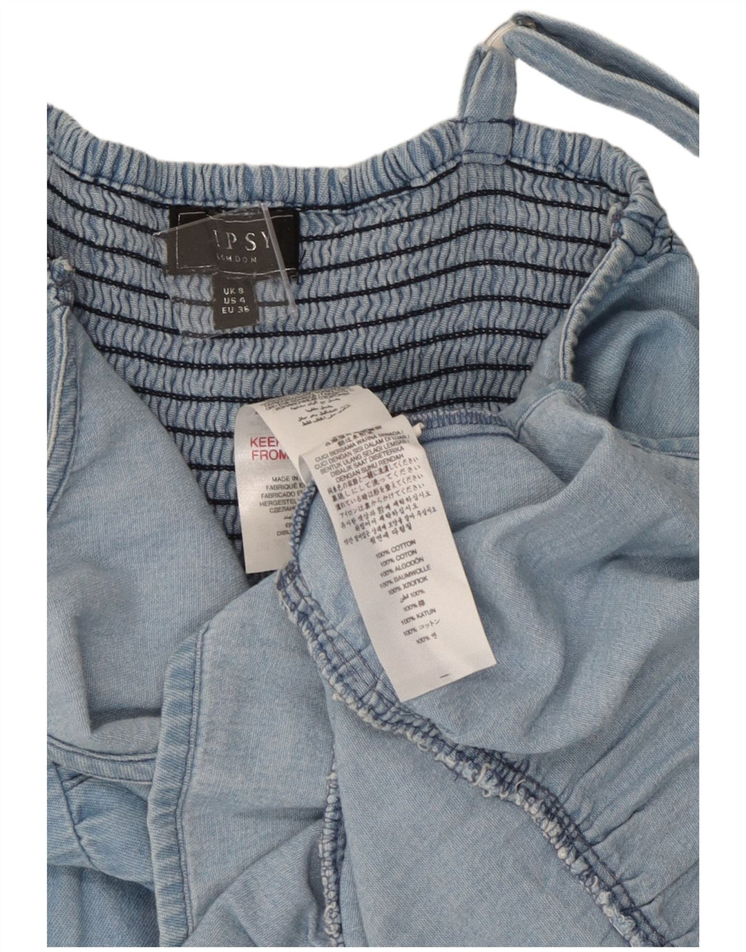 Lipsy Robe d'été pour femme UK 8 Small Bleu Coton
