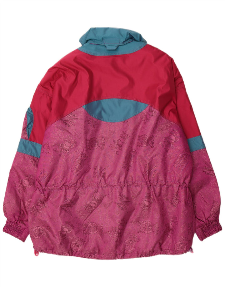 vintage Womens Pullover Veste de ski surdimensionnée UK 16 Grand Colorblock Rose