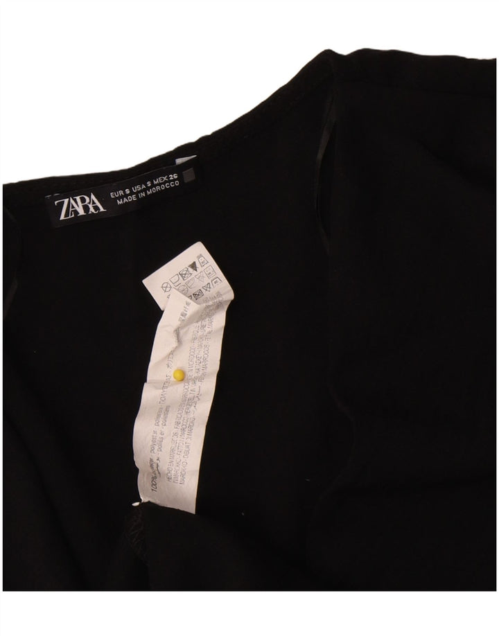 Zara Robe droite à manches longues pour femme UK 10 Petit Noir Polyester