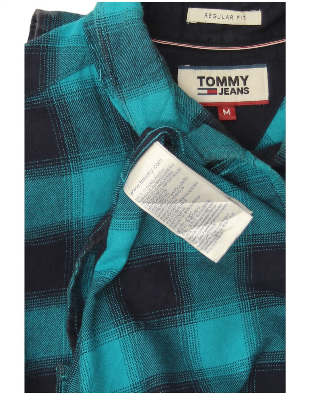 TOMMY HILFIGER Chemise Regular Fit Flanelle Homme Bleu Moyen Carreaux Coton