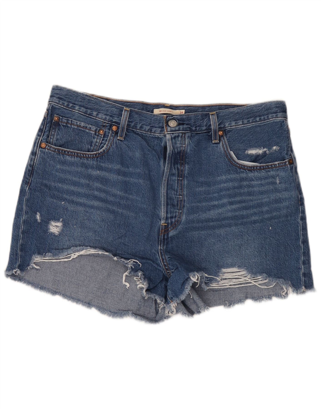 Levi's Short En Jean Ribcage Distressed Femme W34 Grand Bleu
