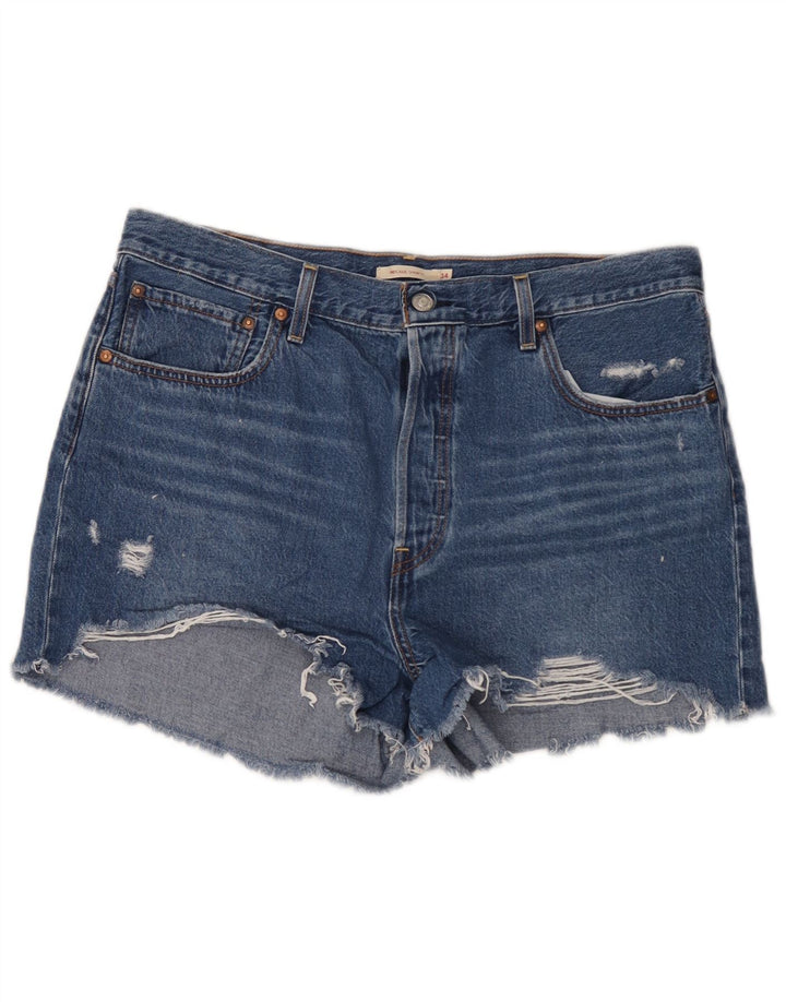 Levi's Short En Jean Ribcage Distressed Femme W34 Grand Bleu