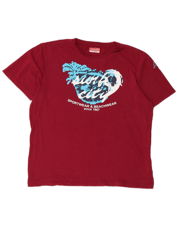 Kappa T-Shirt Graphique Femme Top XL Coton Bordeaux