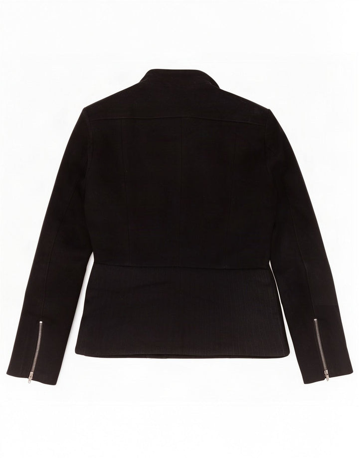 Reiss Veste de motard pour femme UK 10 Petite laine noire