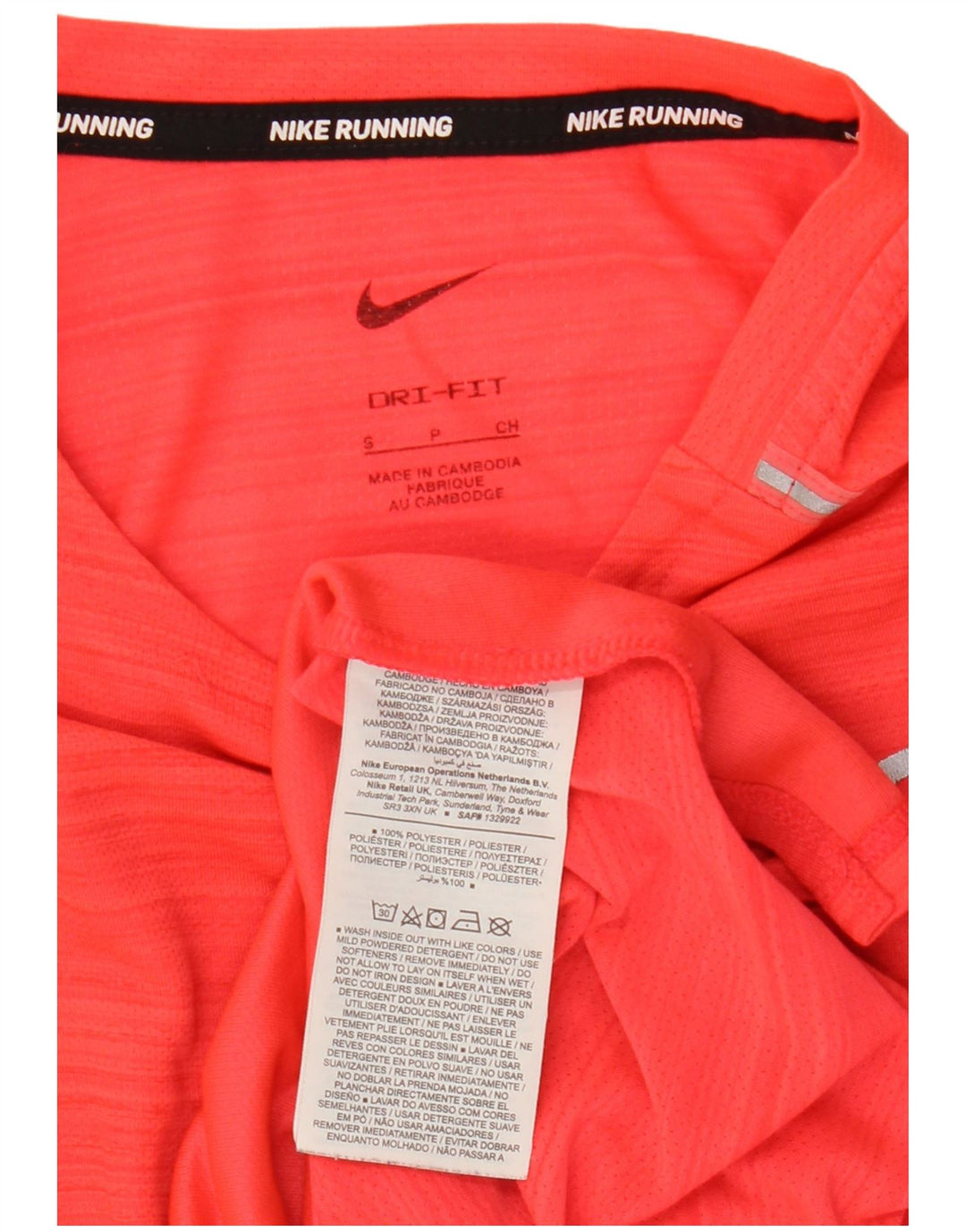 Nike Hommes Dri Fit T-Shirt Haut Petit Rouge Rayé Polyester