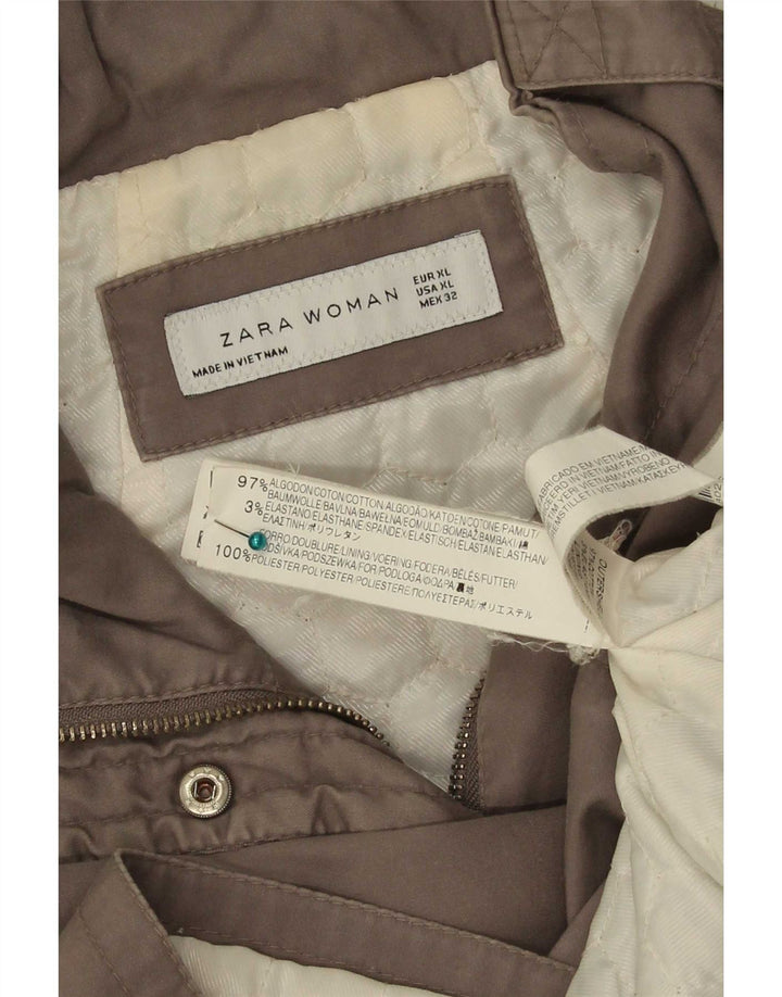 Zara Veste Militaire Femme UK 18 XL Coton Gris