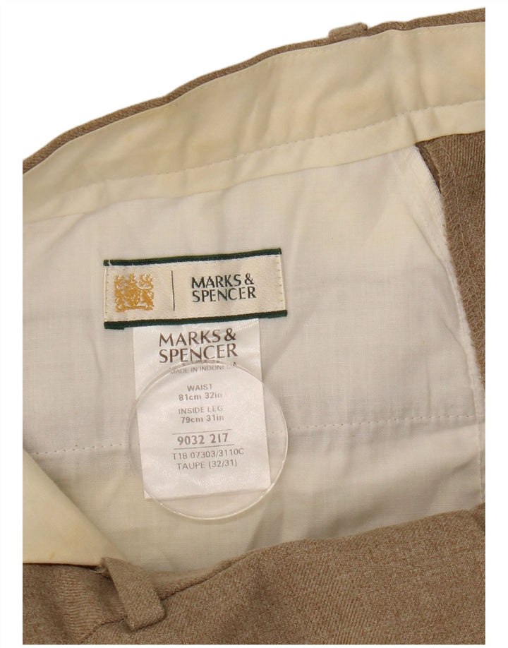 Marks & Spencer Pantalon Chino Droit Homme W32 L31 Beige Polyester
