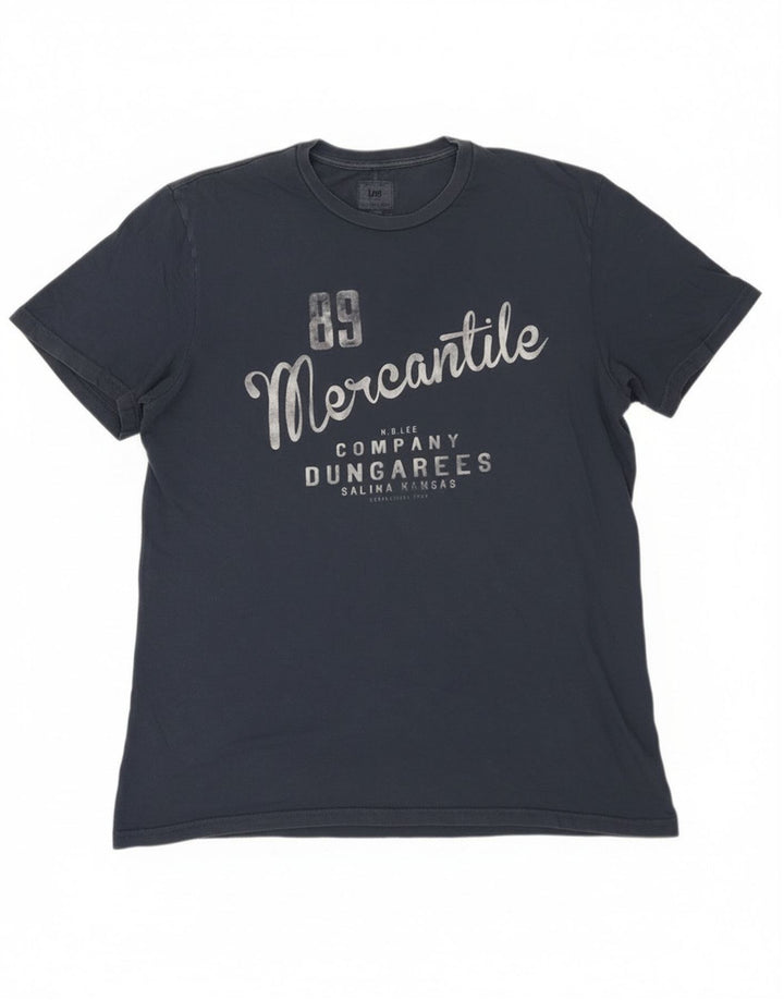 Lee T-Shirt Graphique Homme Bleu Marine Moyen Coton
