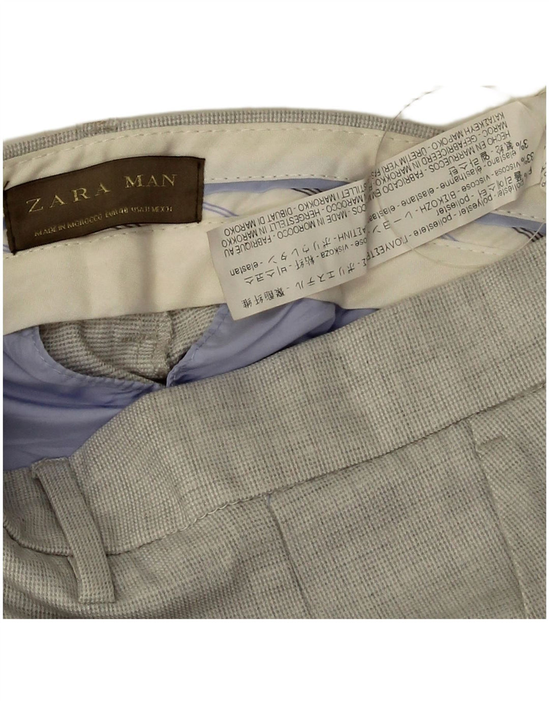 Zara Pantalon Chino Pegged Homme EU 40 Moyen W31 L24 Gris Polyester
