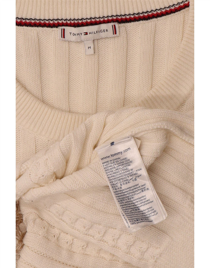 Tommy Hilfiger Pull graphique à col rond pour femme UK 14 Blanc moyen