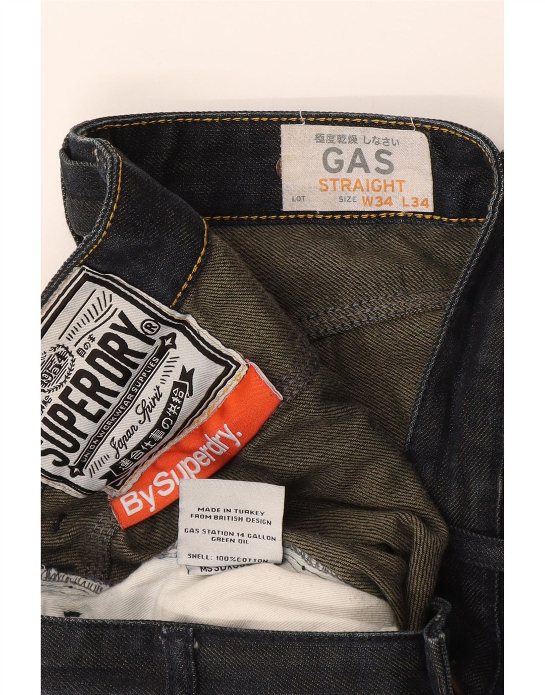 Superdry Jean droit W34 L34 bleu marine en coton pour homme