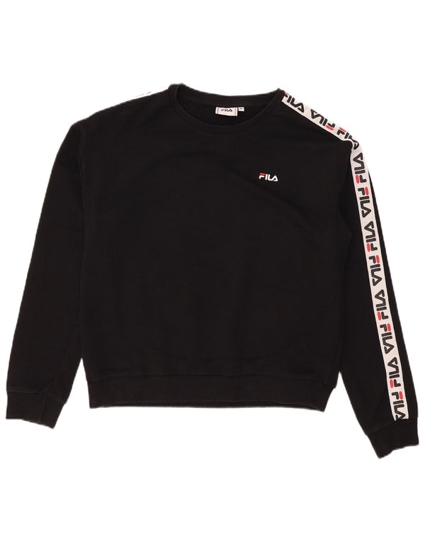 Fila Sweat-shirt graphique pour femme UK 14 en coton color block noir moyen