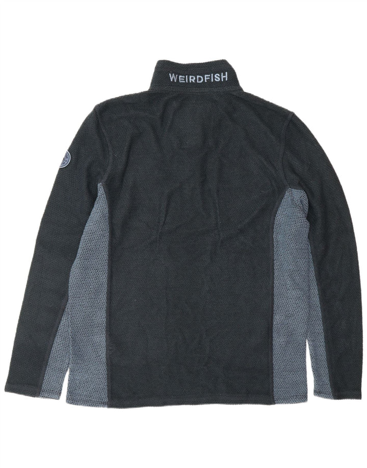 WEIRD FISH Sweat-shirt col zippé pour homme XL Bleu marine Colourblock