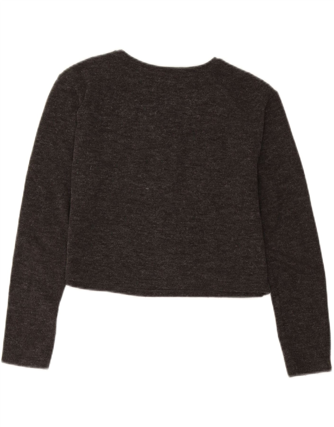 Zara Womens Crop Graphic Top Manches Longues UK 10 Petit Gris
