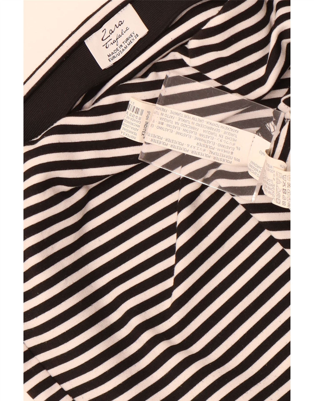 Zara Femme Trafaluc Mini Jupe Medium W28 Noir Rayé Polyester