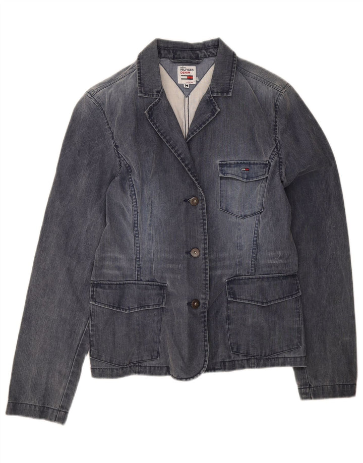 Tommy Hilfiger Veste blazer en jean à 3 boutons pour femme UK 12 Bleu marine moyen